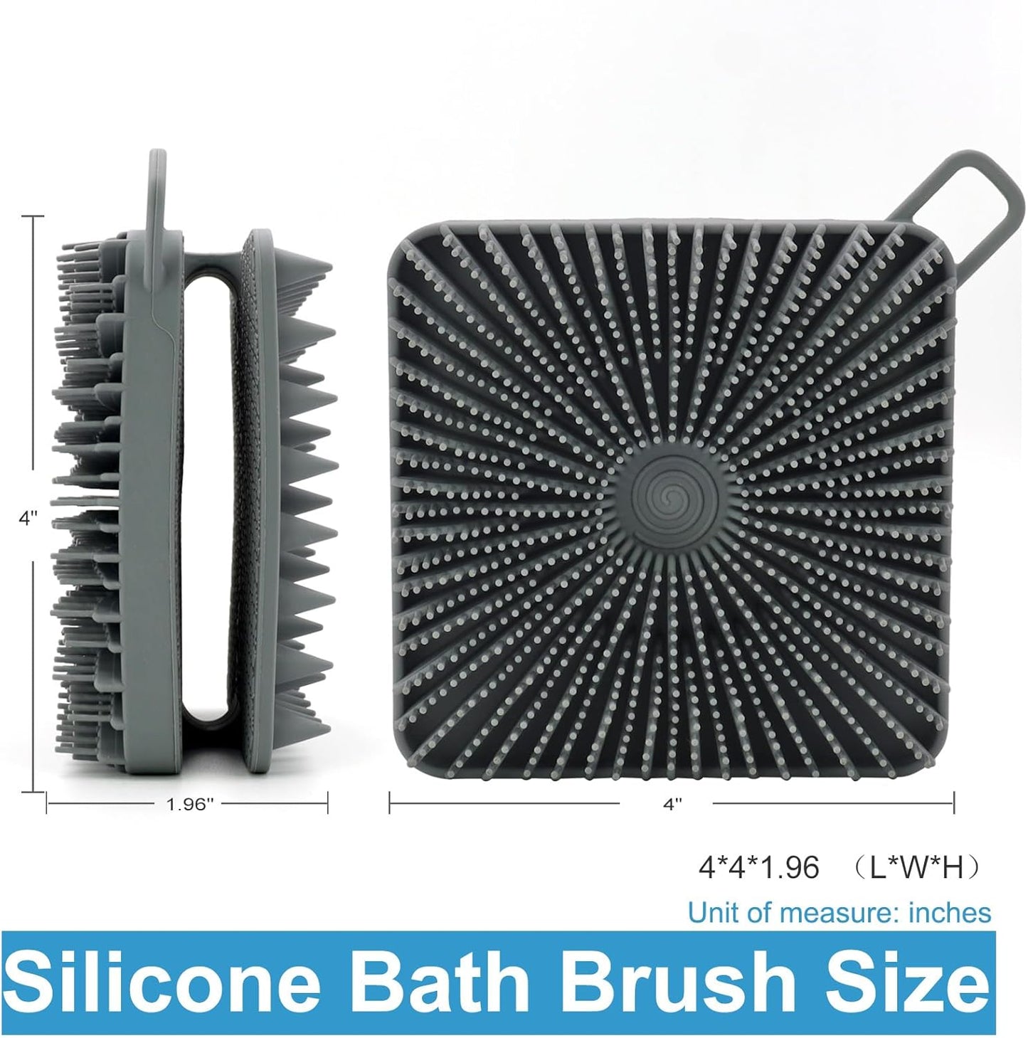 Silicone Body Scrubber Men, Dual-Sided Design Exfoliating Body Brush Buffer Scrubber and Scalp Massager, Shower Scrubber for Body, Silicone Loofah, Ergonomic No-Slip, Easy to Clean (Grey)
