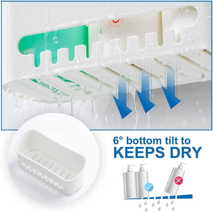 Shower Caddy Suction Cup No Drilling Shower Shelf Removable Wall Mounted Shower Organizer Perfect Shower Storage Waterproof Rustproof Shower Basket for Bathroom & Kitchen - White