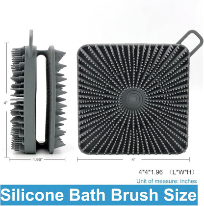Silicone Body Scrubber Men, Dual-Sided Design Exfoliating Body Brush Buffer Scrubber and Scalp Massager, Shower Scrubber for Body, Silicone Loofah, Ergonomic No-Slip, Easy to Clean (Grey)